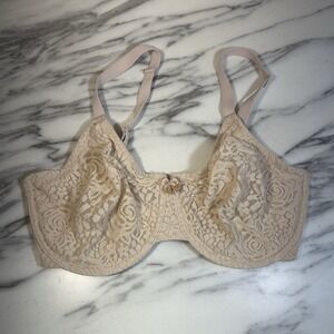 Wacoal Tan 34DDD Halo Lace Underwire Unlined Bra 851205